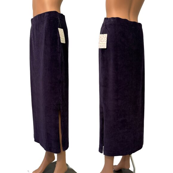 NWT Free People Corduroy Midnight Swim Purple Maxi Skirt Women’s Medium - Picture 3 of 6